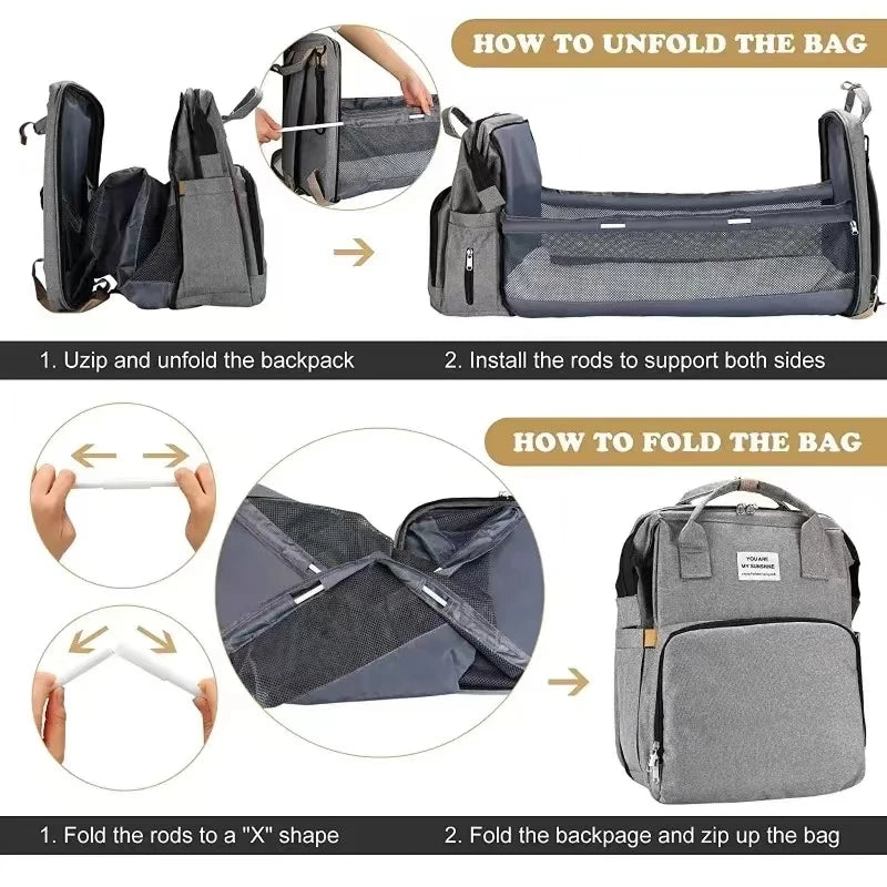 Foldable Bed Diaper Bag