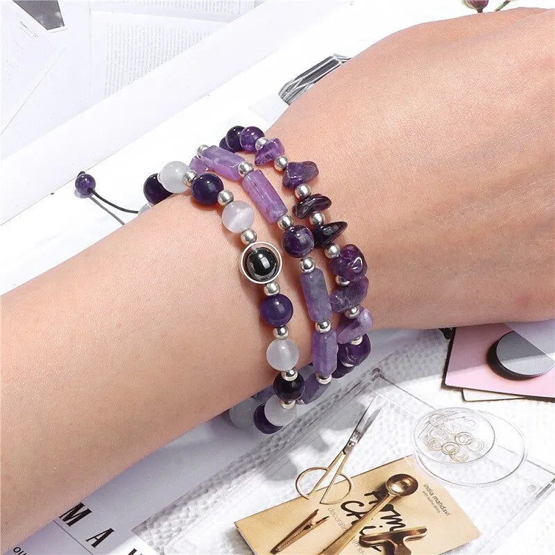 3pcs/Set Body-Purifying Amethyst Bracelet for Weight Loss